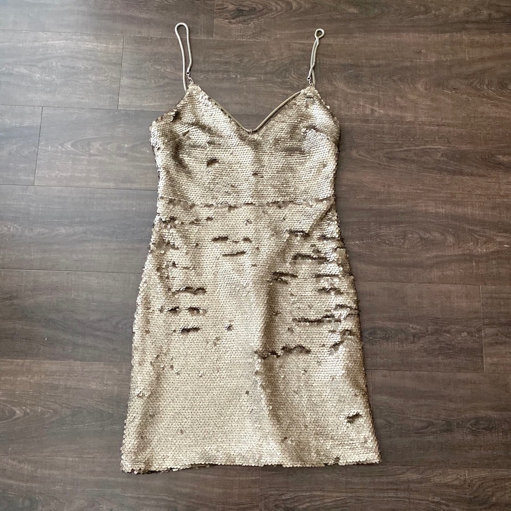 Topshop Gold Sequin Slip Dress